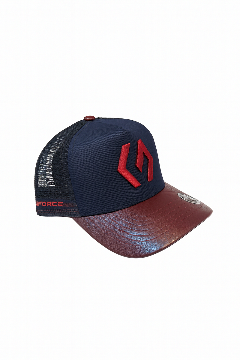 BONÉ AZUL/MARRON COURO